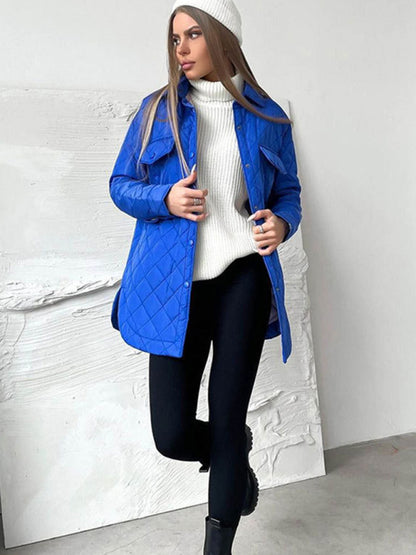 Quilted Jackets- Winter Cotton Longline Tie-Belt Coat Quilted Jacket- - Pekosa Women Clothing