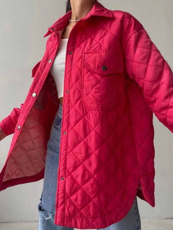 Quilted Jackets- Winter Cotton Longline Tie-Belt Coat Quilted Jacket- - Pekosa Women Clothing