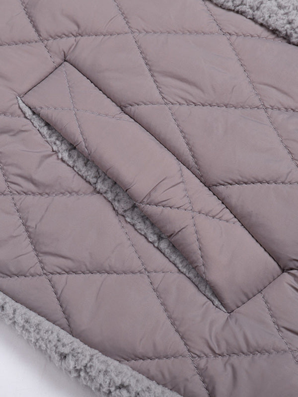 Quilted Jackets- Winter Zip-Up Fluffy Plush Quilted Jacket- - Pekosa Women Clothing