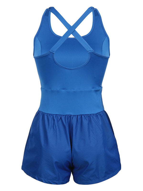 Rompers- Sleeveless Romper | Summer Sporty Playsuit- - Pekosa Women Clothing