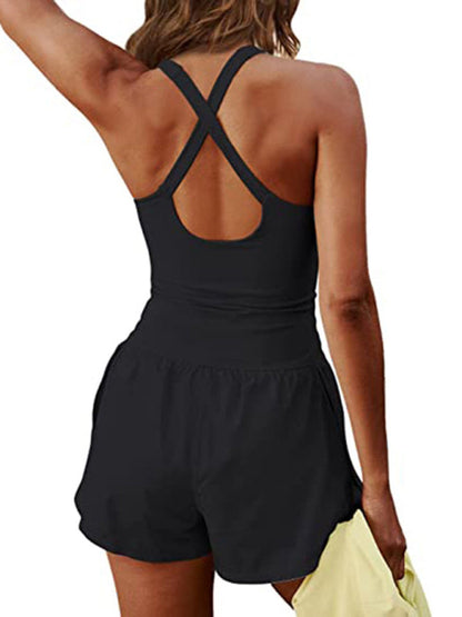 Rompers- Sleeveless Romper | Summer Sporty Playsuit- - Pekosa Women Clothing