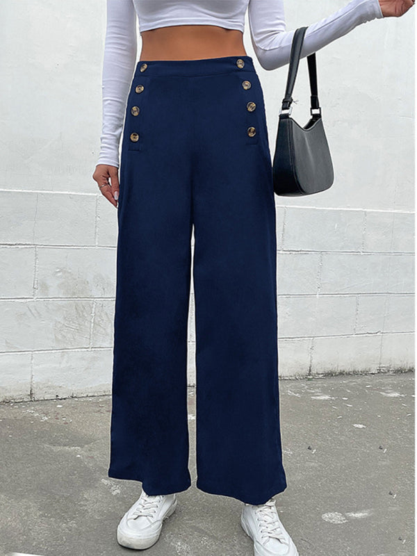 Sailor Pants- Solid High-Rise Mariner Sailor Pants- - Pekosa Women Clothing