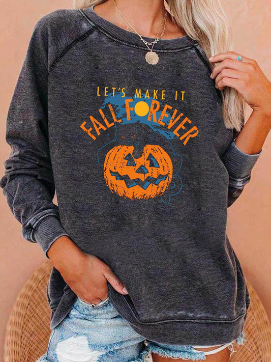 Sewatshirts- Spooky Fun: Women's Halloween Pumpkin Sweatshirt- Pattern- Pekosa Women Clothing