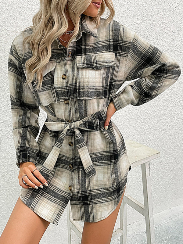 Shackets- Comfy Plaid Jacket - Trendy Shirt Long Shacket- - Pekosa Women Clothing