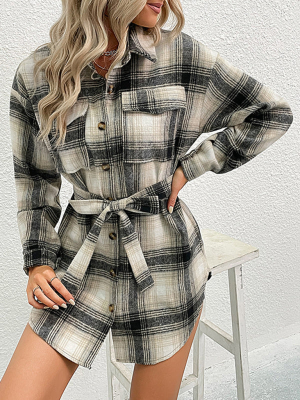 Shackets- Comfy Plaid Jacket - Trendy Shirt Long Shacket- - Pekosa Women Clothing