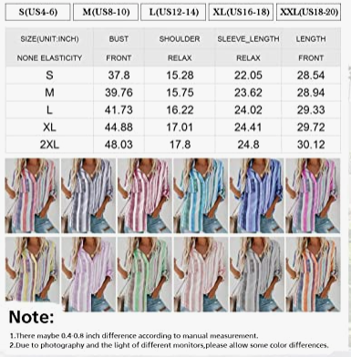 Shirts- Washed Stripes Button Down V-Neck Shirt- - Pekosa Women Clothing