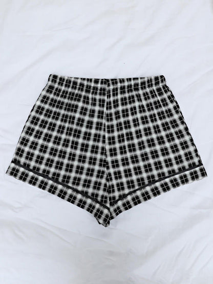 Shorts- Plaid Women's Comfy Loungewear Shorts with Adjustable Waist - Boyshorts- - Pekosa Women Clothing