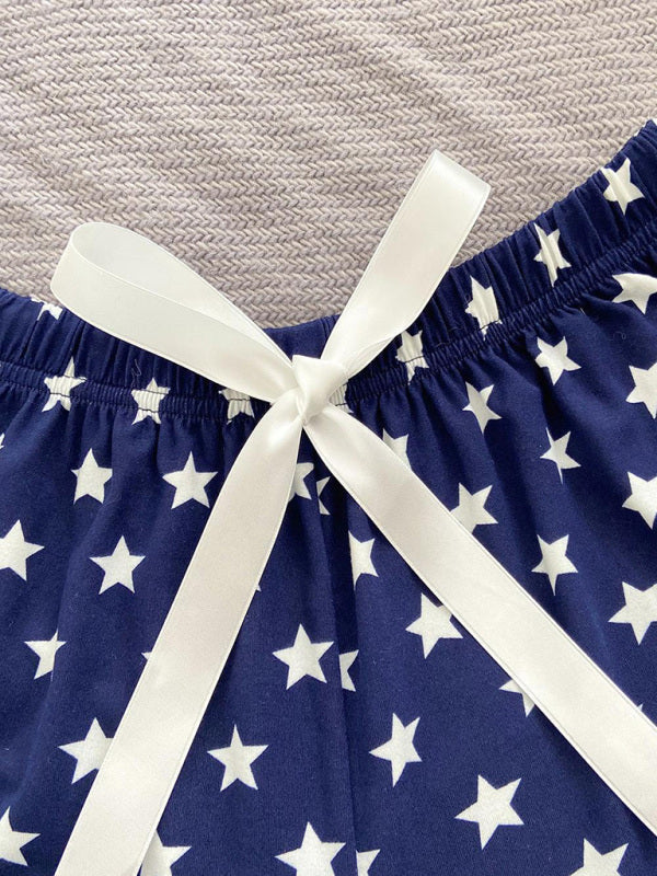 Shorts- Stars Print Boyshorts - Lounge Shorts with Adjustable Waist- - Pekosa Women Clothing