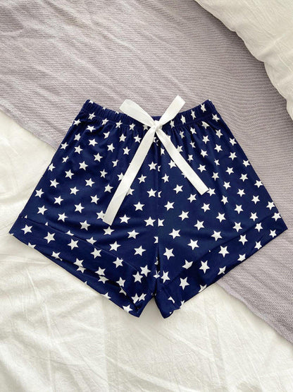 Shorts- Stars Print Boyshorts - Lounge Shorts with Adjustable Waist- - Pekosa Women Clothing