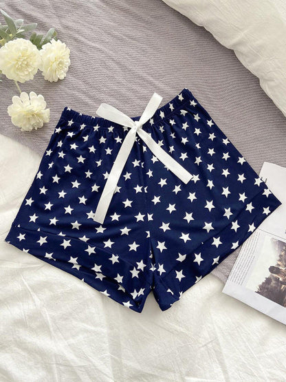 Shorts- Stars Print Boyshorts - Lounge Shorts with Adjustable Waist- - Pekosa Women Clothing