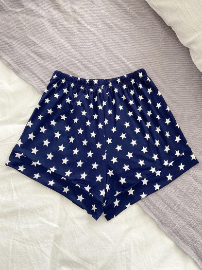 Shorts- Stars Print Boyshorts - Lounge Shorts with Adjustable Waist- - Pekosa Women Clothing