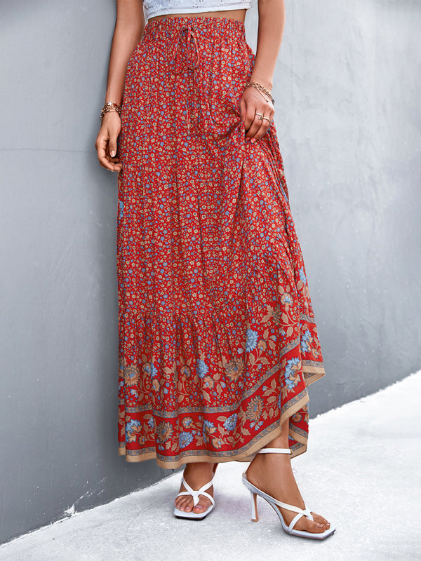 Skirt- Boho Chic Casual Floral Maxi Skirt for Women- - Pekosa Women Clothing