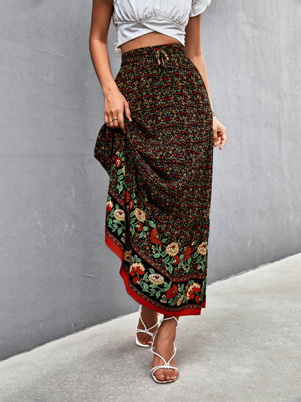 Skirt- Boho Chic Casual Floral Maxi Skirt for Women- - Pekosa Women Clothing