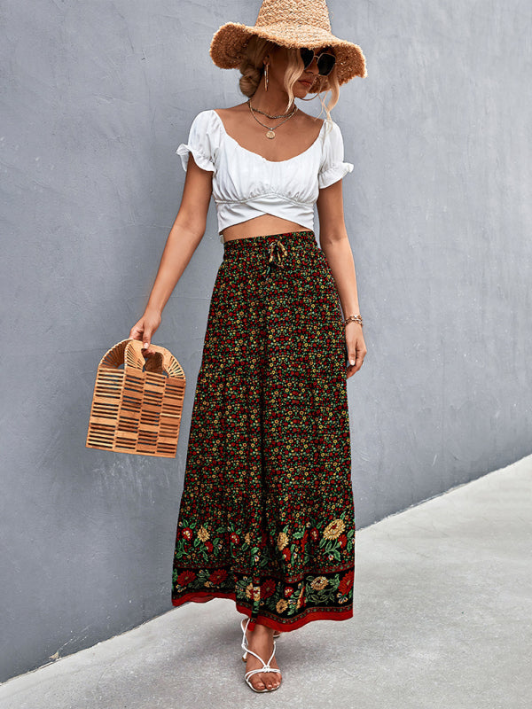 Skirt- Boho Chic Casual Floral Maxi Skirt for Women- - Pekosa Women Clothing