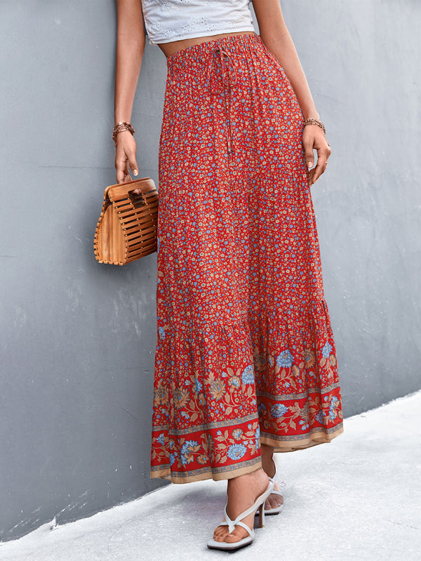 Skirt- Boho Chic Casual Floral Maxi Skirt for Women- - Pekosa Women Clothing