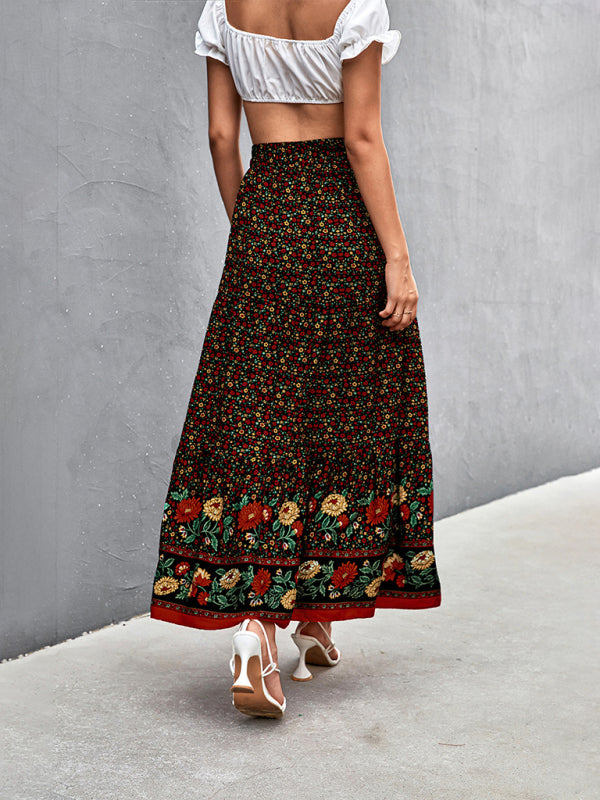 Skirt- Boho Chic Casual Floral Maxi Skirt for Women- - Pekosa Women Clothing