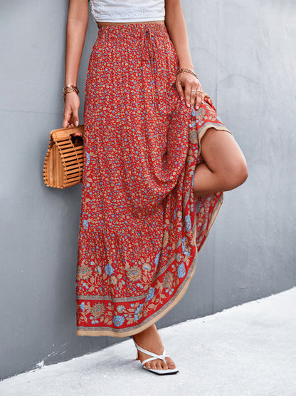 Skirt- Boho Chic Casual Floral Maxi Skirt for Women- - Pekosa Women Clothing