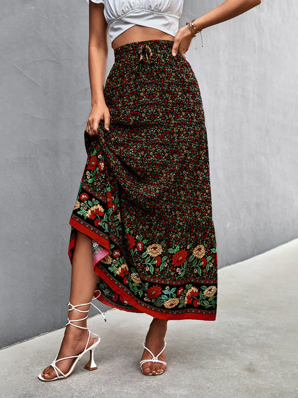 Skirt- Boho Chic Casual Floral Maxi Skirt for Women- - Pekosa Women Clothing