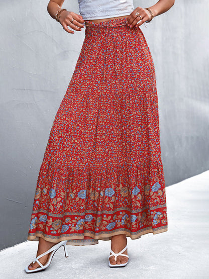 Skirt- Boho Chic Casual Floral Maxi Skirt for Women- - Pekosa Women Clothing