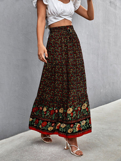 Skirt- Boho Chic Casual Floral Maxi Skirt for Women- - Pekosa Women Clothing