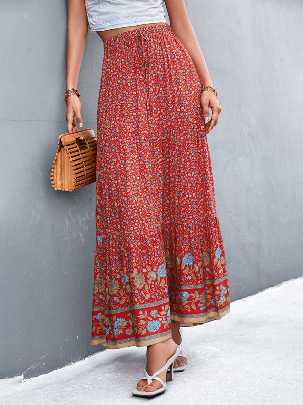 Skirt- Boho Chic Casual Floral Maxi Skirt for Women- - Pekosa Women Clothing