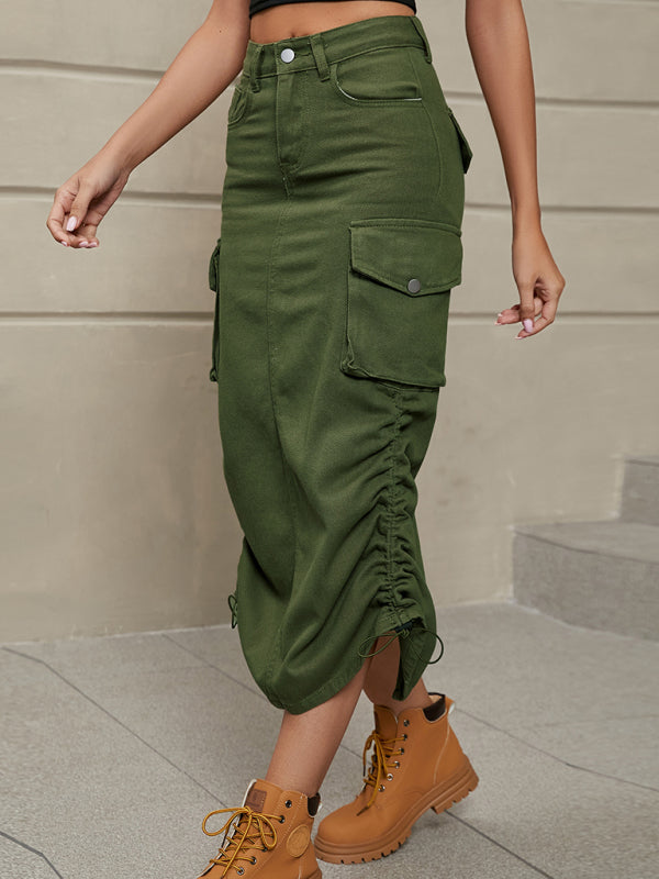 Skirt- Get Ready for Adventure with the Retro Parachute Cargo Skirt- - Pekosa Women Clothing