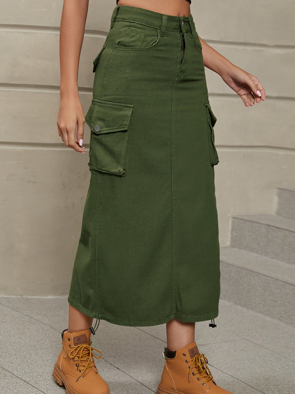 Skirt- Get Ready for Adventure with the Retro Parachute Cargo Skirt- - Pekosa Women Clothing