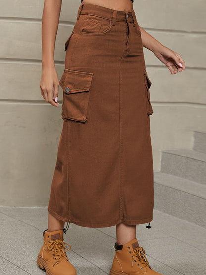 Skirt- Get Ready for Adventure with the Retro Parachute Cargo Skirt- - Pekosa Women Clothing