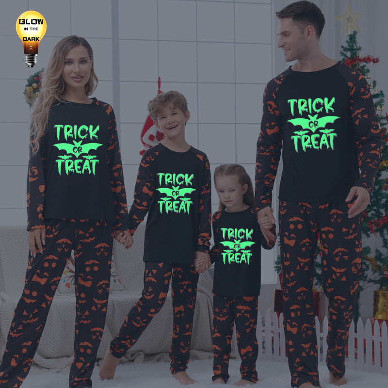 Sleepwear Set- Family Halloween Sleepwear 2 Piece Spooky Pajamas- Pattern2- Pekosa Women Clothing