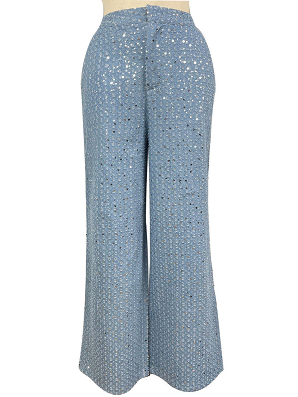 Sparkle Pants- Women's Sparkle Denim Party Pants- - Pekosa Women Fashion