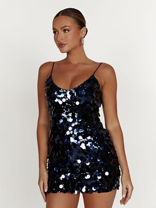 Sparkly Dresses- Sequined Disco Night Tube Mini Dress- - Pekosa Women Clothing