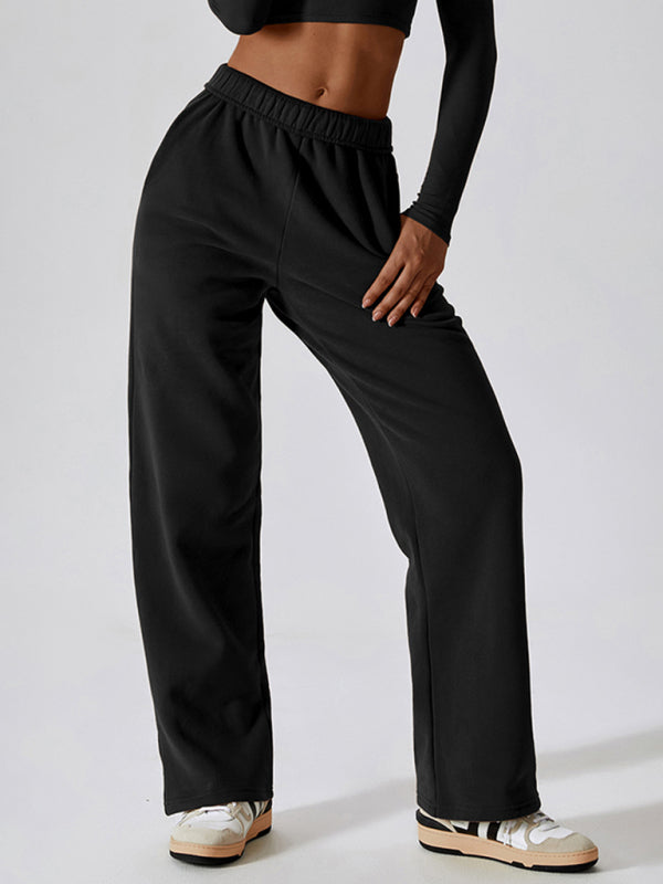 Sport Outfits- Solid Cotton Sporty Tracksuit Sweatpants- - Pekosa Women Clothing