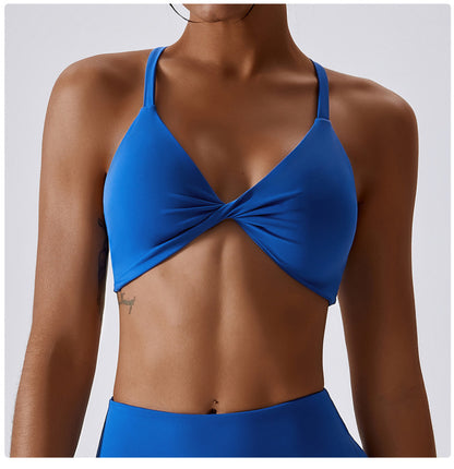 Sporty Bra- Solid Push-up Sporty Bra- Purplish blue navy- Pekosa Women Clothing