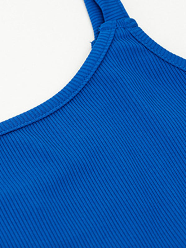 Sporty Dresses- Athletic Smocked Waist Cami Sport Dress for Summer Adventures- - Pekosa Women Fashion