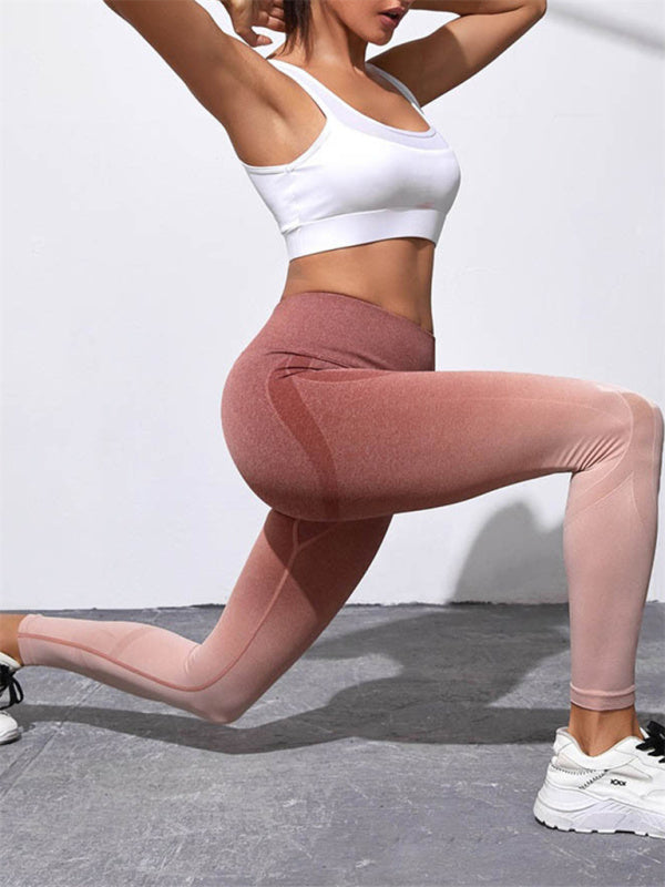 Sporty Pants- Gradient Seamless High Waist Butt Lifting Yoga Pants- - Pekosa Women Clothing