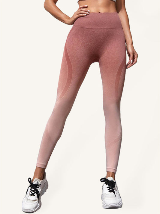 Sporty Pants- Gradient Seamless High Waist Butt Lifting Yoga Pants- Pink- Pekosa Women Clothing