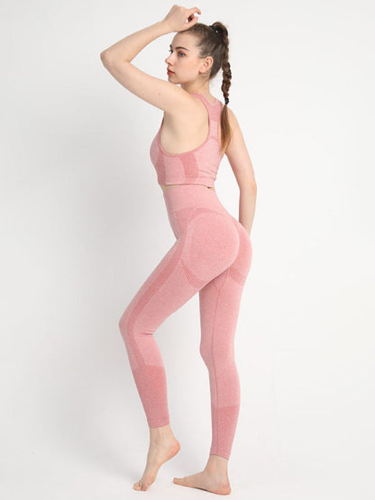 Sporty Set- Gradient Butt Lifting Leggings + Racerback Tank Top- - Pekosa Women Clothing