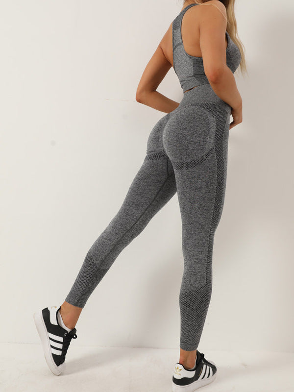 Sporty Set- Gradient Butt Lifting Leggings + Racerback Tank Top- - Pekosa Women Clothing