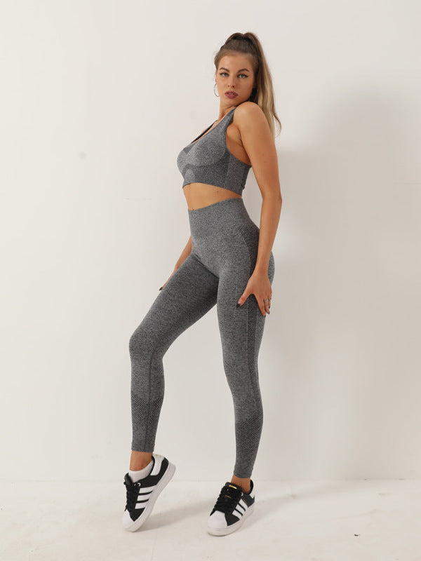 Sporty Set- Gradient Butt Lifting Leggings + Racerback Tank Top- - Pekosa Women Clothing