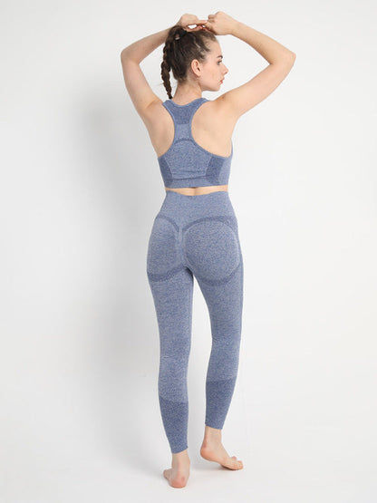 Sporty Set- Gradient Butt Lifting Leggings + Racerback Tank Top- - Pekosa Women Clothing