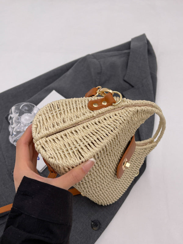 Straw Bags- Mini Crossbody Straw Bag- - Pekosa Women Clothing