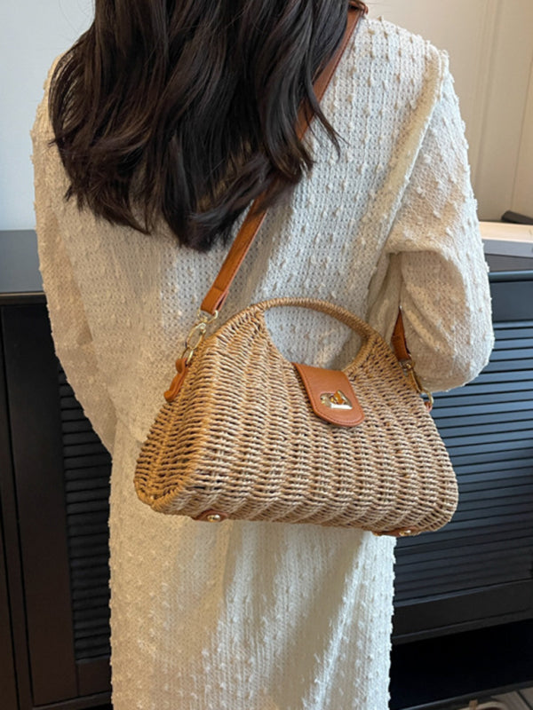 Straw Bags- Mini Crossbody Straw Bag- - Pekosa Women Clothing