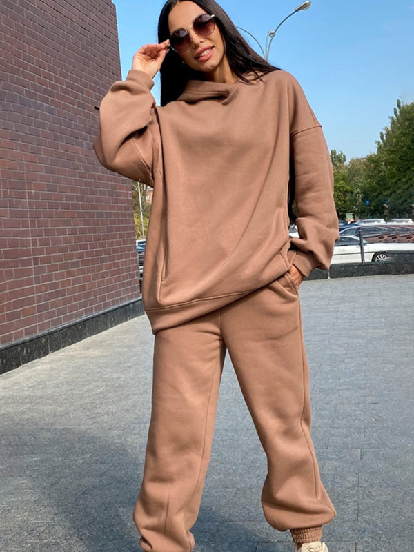 Sweat Suit- Hooded Casual Sport Sweatshirt and Jogger Outfit- - Pekosa Women Clothing