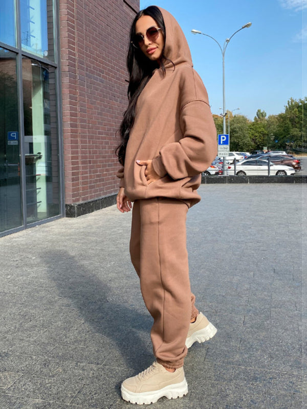 Sweat Suit- Hooded Casual Sport Sweatshirt and Jogger Outfit- - Pekosa Women Clothing