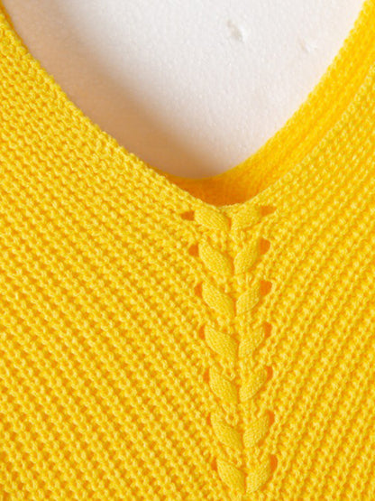 Sweaters- Braid Knit Sweater | Relaxed Drop Shoulder Jumper- - Pekosa Women Clothing