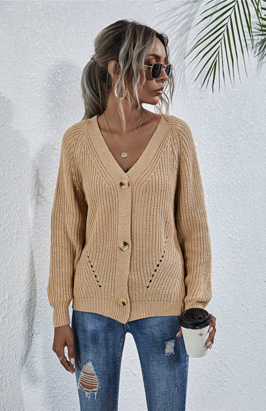 Sweaters & Cardigans- Wool Balloon Sleeve Cardigan - Oversized Sweater- - Pekosa Women Clothing