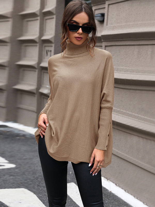 Sweaters- Casual Elegance: Cozy Oversized Dolman Sleeve Knit Sweater- - Pekosa Women Clothing