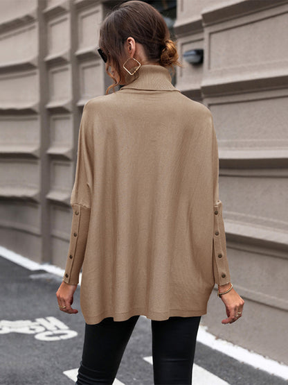 Sweaters- Casual Elegance: Cozy Oversized Dolman Sleeve Knit Sweater- - Pekosa Women Clothing