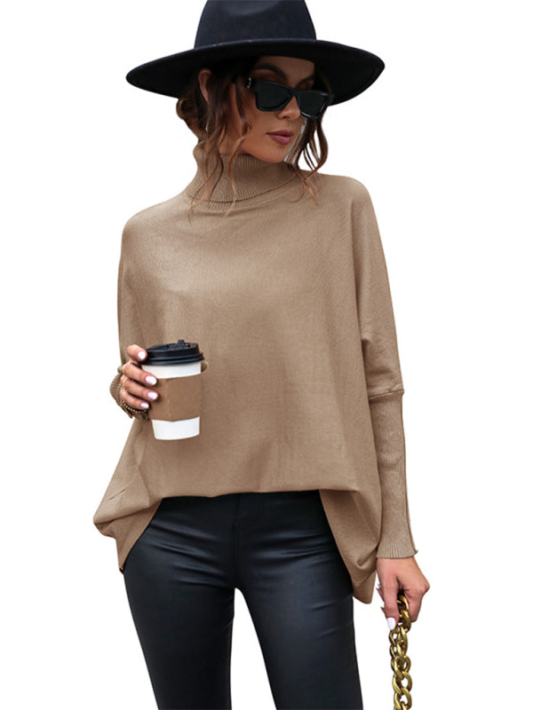 Sweaters- Casual Elegance: Cozy Oversized Dolman Sleeve Knit Sweater- - Pekosa Women Clothing