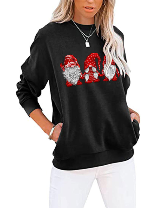 Sweaters- Christmas Cotton Pullover Santa’s Elf Xmas Sweatshirt with Pockets- Pattern- Pekosa Women Clothing